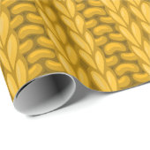 イエローオークレウィンター編み物ウールパターン ラッピングペーパー (ロールコーナー)