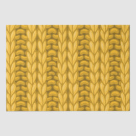 イエローオークレウィンター編み物ウールパターン 薄葉紙