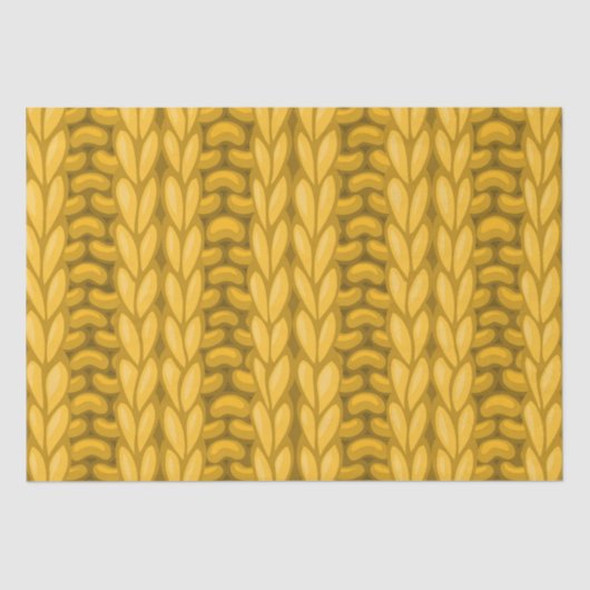 イエローオークレウィンター編み物ウールパターン 薄葉紙 (正面)