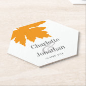 イエローオータムメイプルリーフ結婚ズ/婚約 ペーパーコースター (アングル)