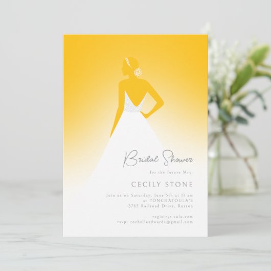 イエローオートクチュール結婚ズドレスブライダルシャワー 招待状 (スタンド正面)
