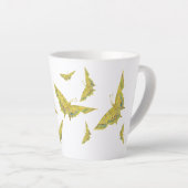 イエローオールドワールドアゲハチョウバタフライパターン カフェラテマグ (右アングル)