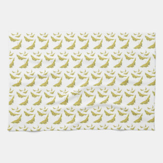 イエローオールドワールドアゲハチョウバタフライパターン キッチンタオル