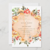 イエローオ素朴レンジ&ピーチバラズ結婚ズ 招待状 (正面)