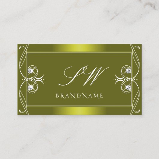 イエローオ華美リーブきらめくダイヤモンドイニシャル 名刺