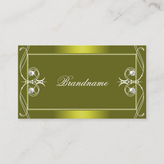 イエローオ華美リーブきらめくダイヤモンドオーナメント 名刺 (正面)