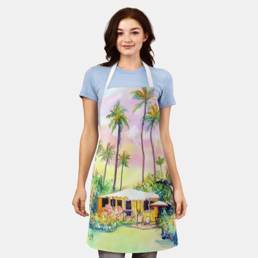 イエローカウアイコテージ エプロン (着用した状態)