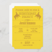 イエローカウボーイロデオ誕生日パーティーの招待 招待状 (正面/裏面)