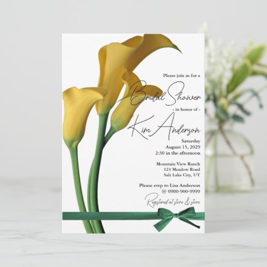 イエローカエレガントラリリーブライダルシャワー 招待状 (スタンド正面)