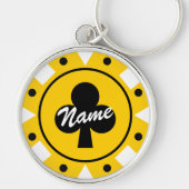 イエローカジノトランプのポーカーチップキーチェーン（名前） キーホルダー (正面)
