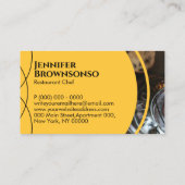 イエローカスタムフォトレストラン料理シェフ 名刺 (裏面)