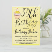 イエローカップケーウォーターカラー30th誕生日パーティー 招待状 (スタンド正面)