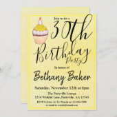 イエローカップケーウォーターカラー30th誕生日パーティー 招待状 (正面/裏面)