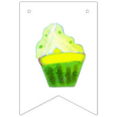 イエローカップケーキモダン書道ハッピーバースデーb バンティングフラッグ (第2の旗)