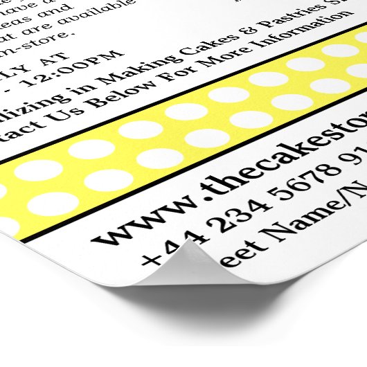 イエローカップケーキ&水玉模様ケーキストア広告ズ ポスター (角)