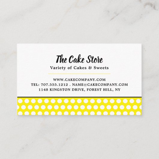 イエローカップケーキ&水玉模様,ケーキメーカー,ケーキストア 名刺 (裏面)