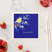 イエローカナリーバードオンツリーブランチパーソナライズされた スタンダードカクテルナプキン (インサイチュ)