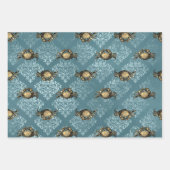 イエローカニとブルーダマスク ラッピングペーパーシート (正面)