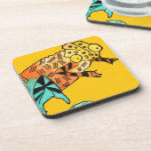 イエローカメレオン爬虫類アートドードルイラストレーション コースター (左側)