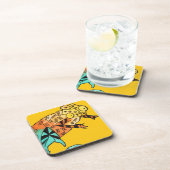 イエローカメレオン爬虫類アートドードルイラストレーション コースター (右側)