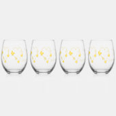イエローカラーバタフライハート結婚デザイン ステムなしワイングラス (正面)