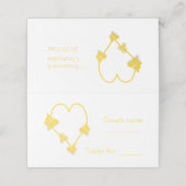 イエローカラーバタフライハート結婚デザイン プレイスカード (外部開封)