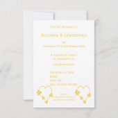 イエローカラーバタフライハート結婚デザイン 出欠カード (裏面)