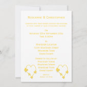 イエローカラーバタフライハート結婚デザイン 招待状 (裏面)