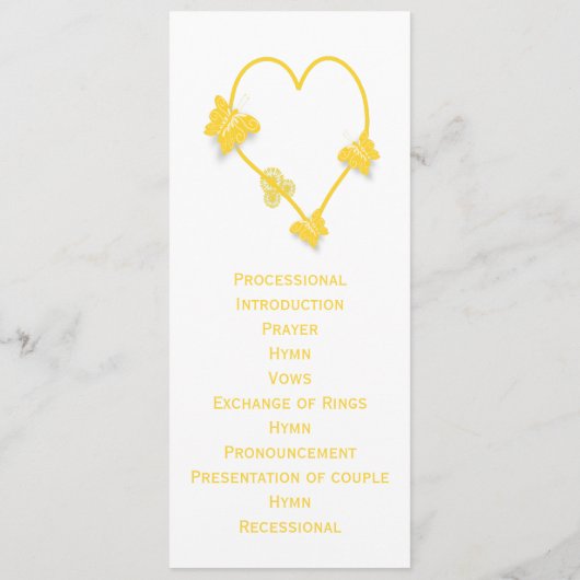 イエローカラーバタフライハート結婚式 プログラム (裏面)