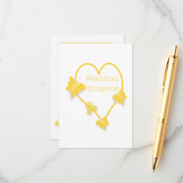 イエローカラーバタフライハート結婚披露宴 エンクロージャーカード