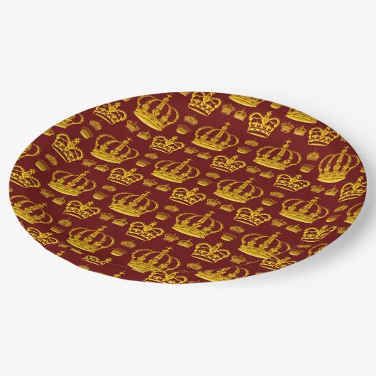 イエローカラーパップのシームレスパターンキングの冠 ペーパープレート (アングル)