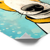 イエローカラー犬のブルテリアカラフルー ポスター (角)