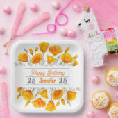 イエローカリフォルニアポピーパーソナライズされたズ紙プレート ペーパープレート (パーティー)