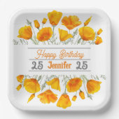 イエローカリフォルニアポピーパーソナライズされたズ紙プレート ペーパープレート (正面)