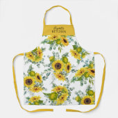 イエローカントリーフローラ水彩ひまわりエプロン エプロン (正面)