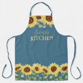 イエローカントリーフローラ水彩ひまわり エプロン (正面)