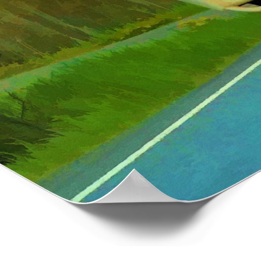 イエローカーゴトラック高速道路運転芸術ポスター ポスター (角)