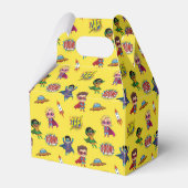 イエローカートゥーンスーパーヒーロー漫画パターンの好意ボックス フェイバーボックス (裏面サイド)