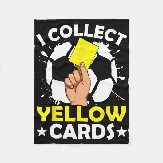 イエローカードを集めるサッカー フリースブランケット (正面)