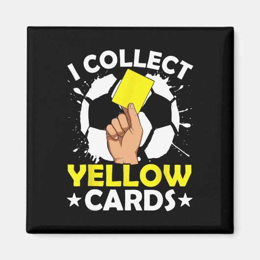 イエローカードを集めるサッカー マグネット (正面)