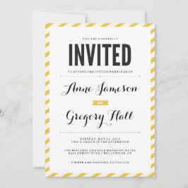 イエローカーニバルストライプ結婚式招待状 招待状