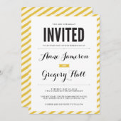 イエローカーニバルストライプ結婚式招待状 招待状 (正面/裏面)