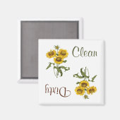 イエローガイラルダフラワーズ食洗機マグネット マグネット (正面/裏面)