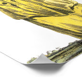 イエローガウンフランスのレディーリージェンシーファッションスケッチ ポスター (角)