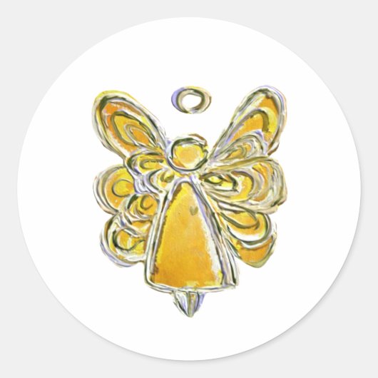 イエローガーディアンエンジェルアートデカールシール ラウンドシール (正面)