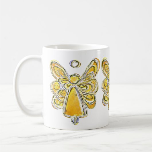 イエローガーディアンカスタムエンジェルアートコーヒーマグカップ コーヒーマグカップ (左)