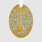 イエローガーディアンジェルギフトホリデイオーナメント オーナメント (裏面)