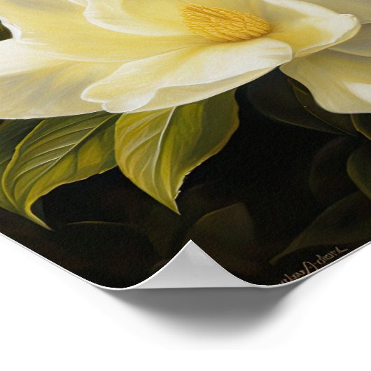 イエローガーデニシアフラワーアートプリントポスター ポスター (角)