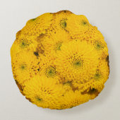 イエローガーデンアスター完璧な色の夏の花 ラウンドクッション (裏面)