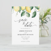 イエローガーデンサマーレモンの日付カードを保存 招待状 (スタンド正面)